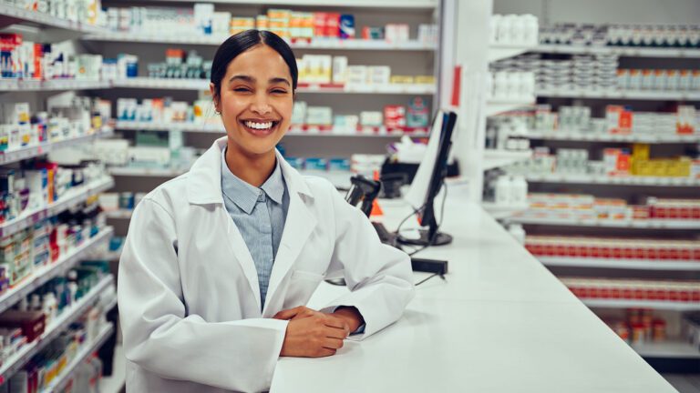 Pharmacy professional at the pharmacy counter