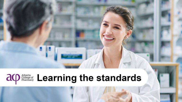 Pharmacy professional helping patient with ACP logo and text saying 