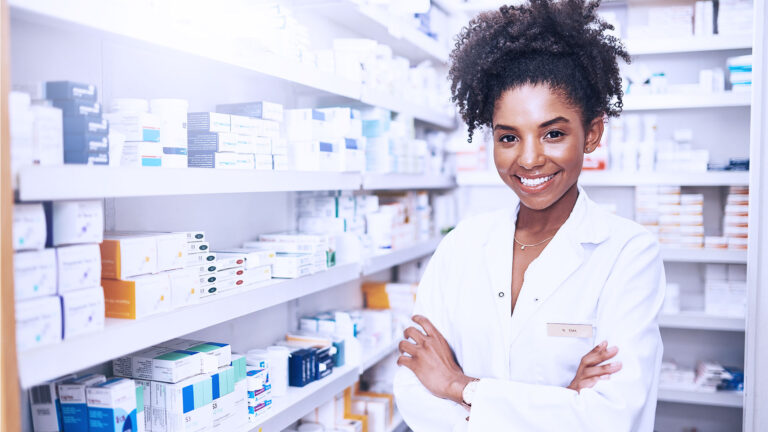 Pharmacy professional standing in pharmacy